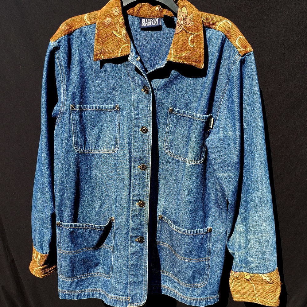 Vintage Denim Overcoat w/ Double Pockets - L